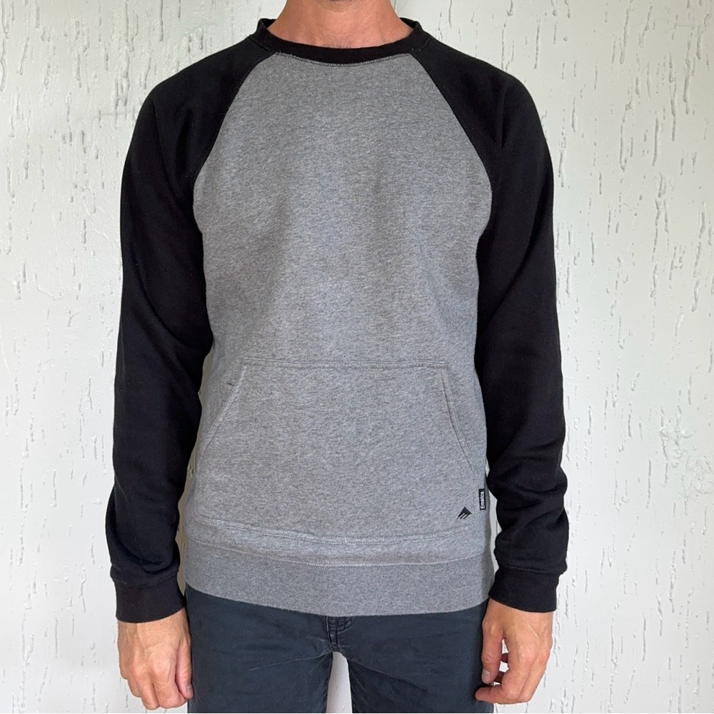 Emerica Men’s Raglan Pocket Sweater Medium Black/Gray